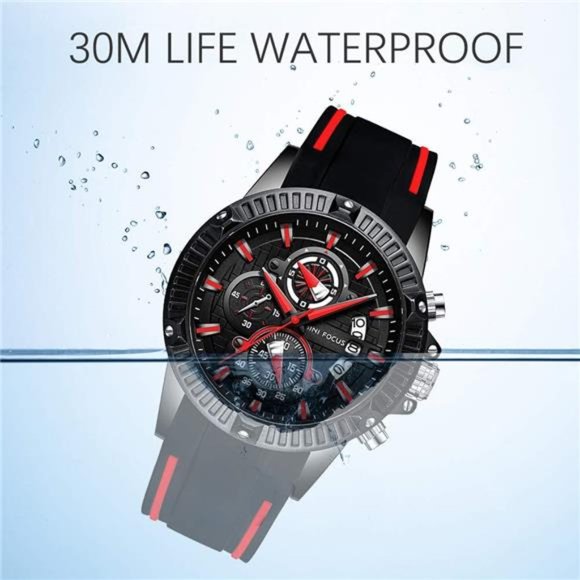 Men'sWatch Chronograph Waterproof Sport Analog Quartz Watches BlueSilicone Strap - Picture 5 of 6
